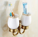 GobekUsa Copper Carved Bathroom Accessories Set: Towel Shelf, Towel Bar, Paper Holder, Cloth Hook