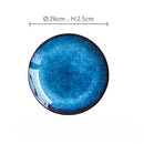 GobekUsa Ceramic Dinner Plate Set - Blue Klin Glazed Round Plates