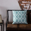 GobekUsa Blue Geometric Embroidered Canvas Cotton Cushion Cover 45x45cm