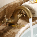GobekUsa Antique Brass Double Handle Faucet Kitchen Bathroom Basin Mixer Robinet Antique