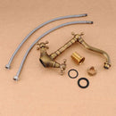 GobekUsa Antique Brass Double Cross Handle Basin Faucet - 360 Degree Swivel Spout