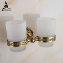 GobekUsa Brass Antique Glass Cup Holder Set Luxury Bathroom Accessories