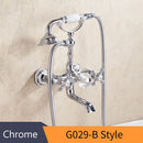 GobekUsa Gold Brass Wall Mounted Bathtub Faucet with Hand Held Shower Kit