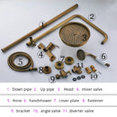 GobekUsa Antique Brass Shower Set Single Handle Wall Mount Rainfall Mixer Faucet
