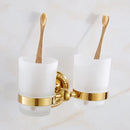 GobekUsa Brass Gold Bathroom Hardware Set: Towel Rack, Paper Holder, Toilet Brush, Hooks, Towel Ring