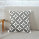 GobekUsa Grey Pink Geometric Embroidered Cushion Cover, 45x45cm