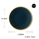 GobekUsa Ceramic Dinner Plate - Gold Edged Steak Dish - High Quality Japan Style Partyware