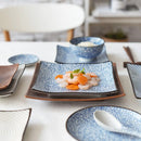 GobekUsa Bone China Porcelain Square Dinner Plate - Blue and White Plant Design