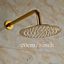 GobekUsa Golden Ultrathin Rainfall Shower Head Set with Wall Mount Brass Arm