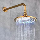 GobekUsa 16" LED Round Gold Shower Head with Arm - Enhanced Brass Bathroom Accessory