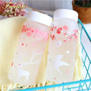GobekUsa 430ml Swallow Frost Glass Water Bottle with Sleeve, Elk Design