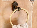 GobekUsa Antique Bronze Carved Aluminum Bathroom Accessories Set: Towel Rack, Paper Holder, Hooks