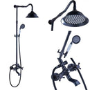 GobekUsa Antique Brass Shower Faucet Set with Handheld Shower- 8" Rainfall Head