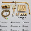GobekUsa Golden Shower Faucet Set with 8" Rainfall Shower, Wall Mounted Hand Shower