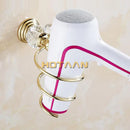 GobekUsa Crystal Bathroom Wall Shelf Hair Dryer Rack Storage Holder Spiral Stand