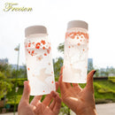 GobekUsa 430ml Swallow Frost Glass Water Bottle with Sleeve, Elk Design