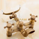 GobekUsa Antique Brass Shower Faucet Kit with Wall Mounted Hand Held Shower Head