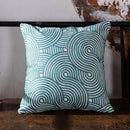 GobekUsa Blue Geometric Embroidered Canvas Cotton Cushion Cover 45x45cm