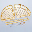 GobekUsa Gold Aluminum Shower Shelf Basket Double Layer Holder Fashion YT-7026