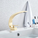 GobekUsa Brushed Gold Basin Faucet, Deck Mounted Wash Basin Mixer for Bathroom