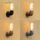 GobekUsa Steampunk Loft Pipe Wall Lamp Black Brown Bronze Silver Industrial Lighting