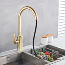GobekUsa Brushed Gold Pull Out Kitchen Faucet with 2 Function Head and Spring Design