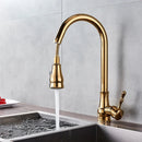 GobekUsa Gold Brass Kitchen Faucet Rotatable Mixer Tap Single Handle Hot&Cold Water