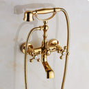 GobekUsa Gold Brass Bathroom Shower Faucet Set Single Handle Rainfall Wall Mounted