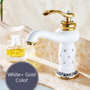 GobekUsa Gold Brass Diamond Basin Faucet Single Handle Hot & Cold Mixer Tap