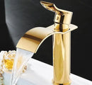 GobekUsa Gold Waterfall Bathroom Faucet Single Handle Basin Mixer Tap Brass Sink Crane