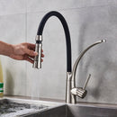 GobekUsa LED Swivel Pull Down Kitchen Faucet with Hot and Cold Water Mixer
