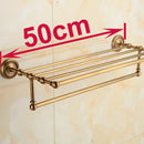 GobekUsa Brass Towel Rack, Antique Brass Holder, 50cm Shelf, Bathroom Accessories