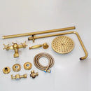 GobekUsa Antique Brass Rainfall Shower Faucet Set with Handshower and Shelf