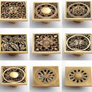 GobekUsa Antique Brass Shower Floor Drain 10cm Square Waste Strainer Cover Grate