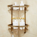 GobekUsa Antique Aluminum Double Layer Bathroom Corner Shelf - Bathroom Holder Organizer