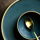 GobekUsa Ceramic Dinner Plate - Gold Edged Steak Dish - High Quality Japan Style Partyware