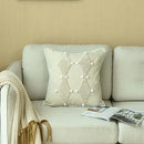 GobekUsa Boho Style Ivory Plush Pom Pom Cushion Cover, Moroccan Inspired 45x45cm