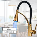 GobekUsa LED Swivel Pull Down Kitchen Faucet with Hot and Cold Water Mixer