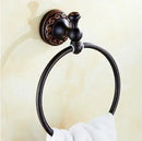 GobekUsa Carved Flowers Blackened Copper Bathroom Accessories Set