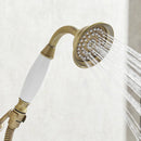 GobekUsa Antique Brass Hand Held Shower with Luxury Ceramics - Round Rainfall Faucet