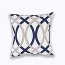 GobekUsa Blue Zigzag Geometric Embroidered Cushion Cover 45x45cm