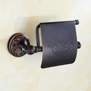 GobekUsa Carved Flowers Blackened Copper Bathroom Accessories Set