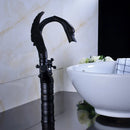 GobekUsa Black Bronze Swan Basin Faucet Dual Cross Handle Deck Mounted Bathroom Mixer