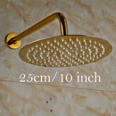 GobekUsa Golden Ultrathin Rainfall Shower Head Set with Wall Mount Brass Arm