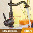 GobekUsa Black Flower Carved Basin Mixer Tap with Swivel Neck, Single Lever Control