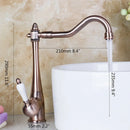 GobekUsa Antique Brass Swivel Kitchen Faucet with Ceramic Handle for Countertop Sink