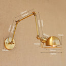 GobekUsa Golden Loft Swing Arm LED Wall Sconce Retro Style Lamp - Adjustable Long Arm Light Fixtures