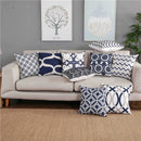 GobekUsa Blue Zigzag Geometric Embroidered Cushion Cover 45x45cm