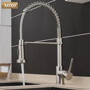 GobekUsa Brushed Nickel Kitchen Faucet Pull Out Swivel Mixer Tap 1343A-S