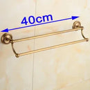 GobekUsa Antique Brass Double Towel Bar Rack - Solid Brass, 30-60cm